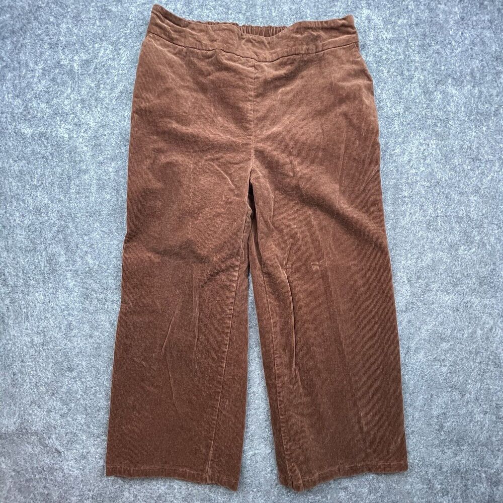 Jade by Jane Pants‎ Womens Large Brown Corduroy Wide Leg Stretch Baggy Pockets